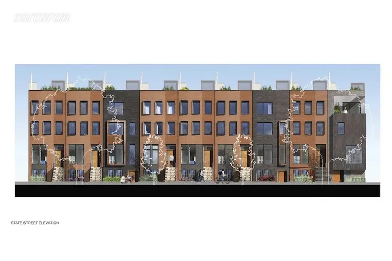 New York City Real Estate | View 309 State Street | All 9 Townhouses w/309 at far right (rendering) | View 4