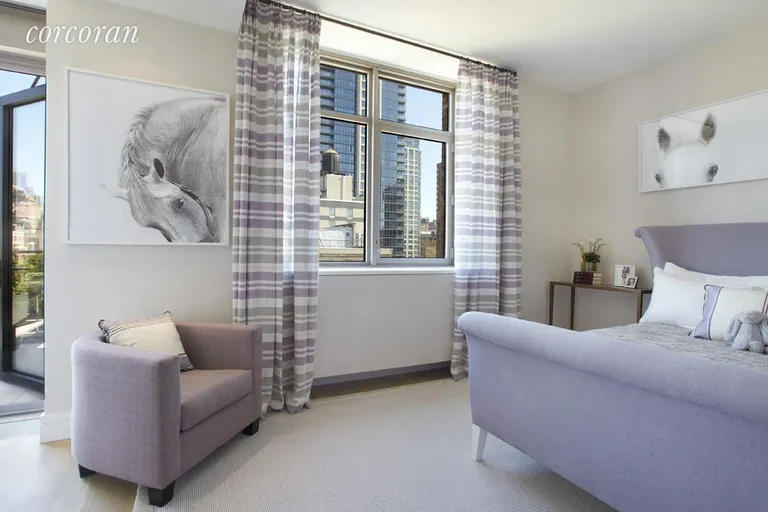 New York City Real Estate | View 124 West 23rd Street, PH1 | 2nd bedroom with ensuite and north facing balcony | View 9