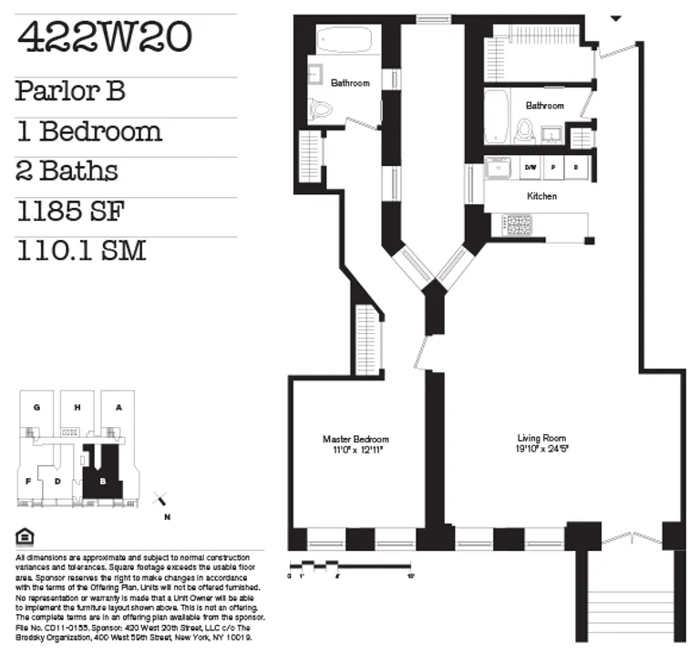 422 West 20th Street, PARLOR B | floorplan | View 6
