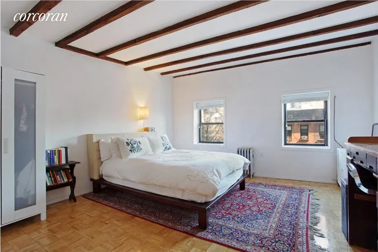 New York City Real Estate | View 494 State Street | Exposed beams in upper duplex | View 6