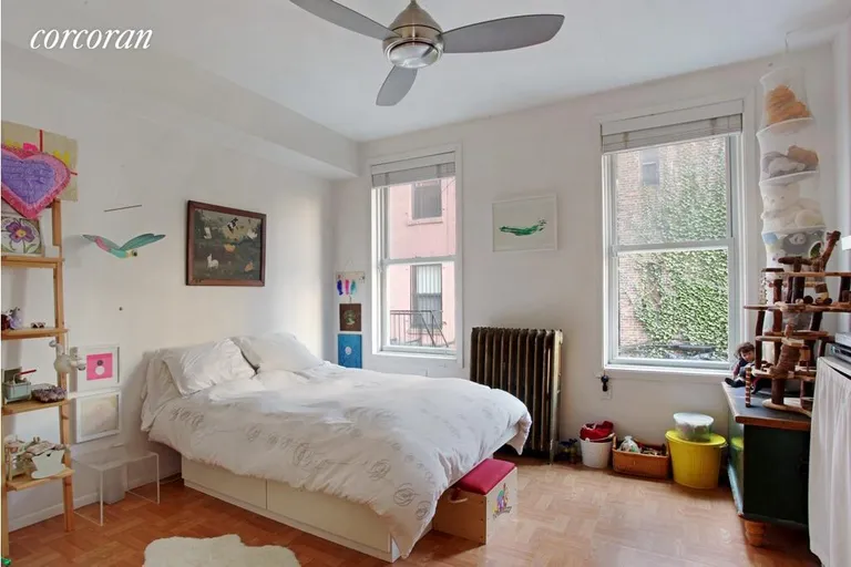 New York City Real Estate | View 494 State Street | Garden views from this back bedroom | View 7