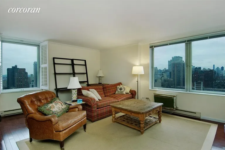 New York City Real Estate | View 1619 Third Avenue, 21H | South and East facing living room | View 2