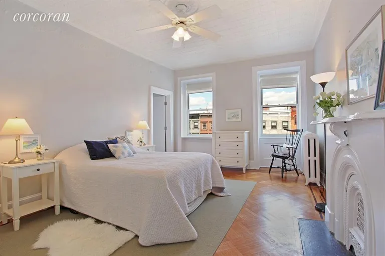 New York City Real Estate | View 86 2nd Place, 4 | Love the Decorative Mantle, Frieze & Floor Detail | View 2