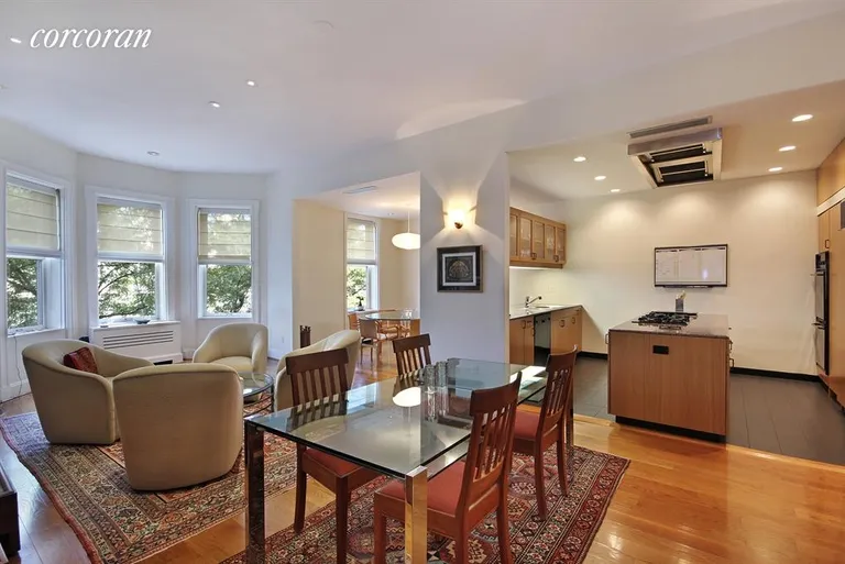 New York City Real Estate | View 166 Columbia Heights, B | Harbor Facing Living Room and Kitchen | View 2