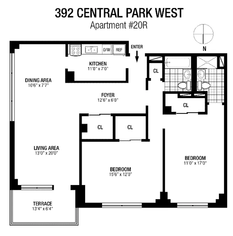 392 Central Park West, 20R | floorplan | View 12