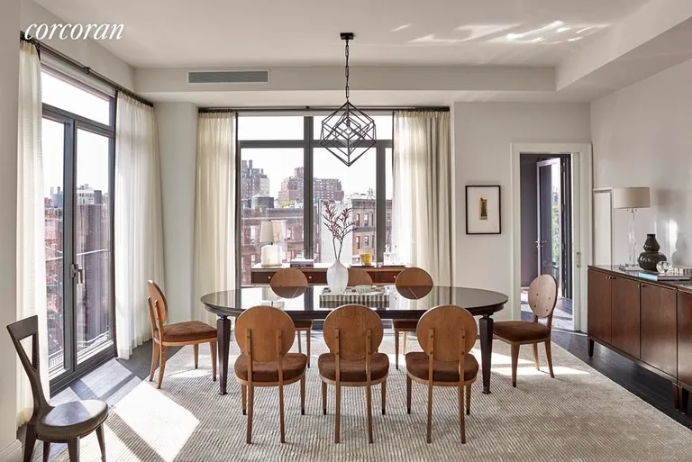 New York City Real Estate | View 155 West 11th Street, 7A | Dining room with Juliette balconies facing South | View 3