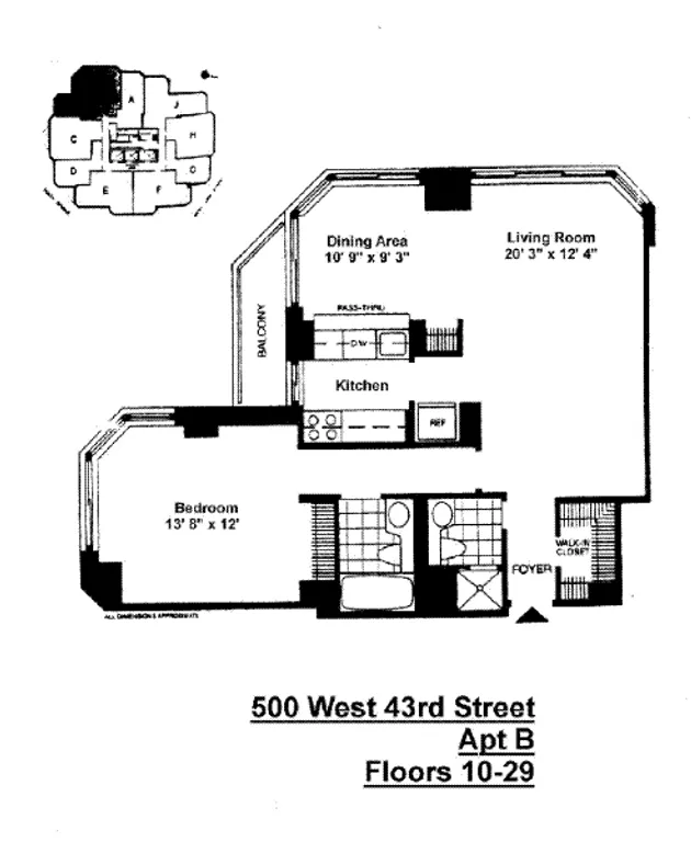 500 West 43rd Street, 21B | floorplan | View 7