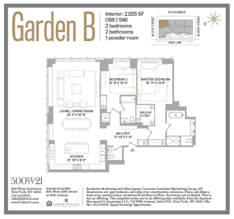 500 West 21st Street, GARDEN B | floorplan | View 7