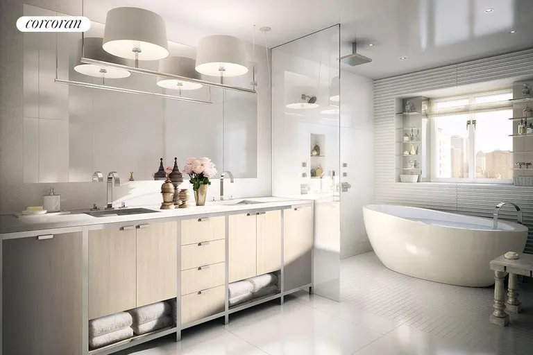 New York City Real Estate | View 200 East 66th Street, PH E2101 | Oversize five fixture spa master bathroom. | View 2