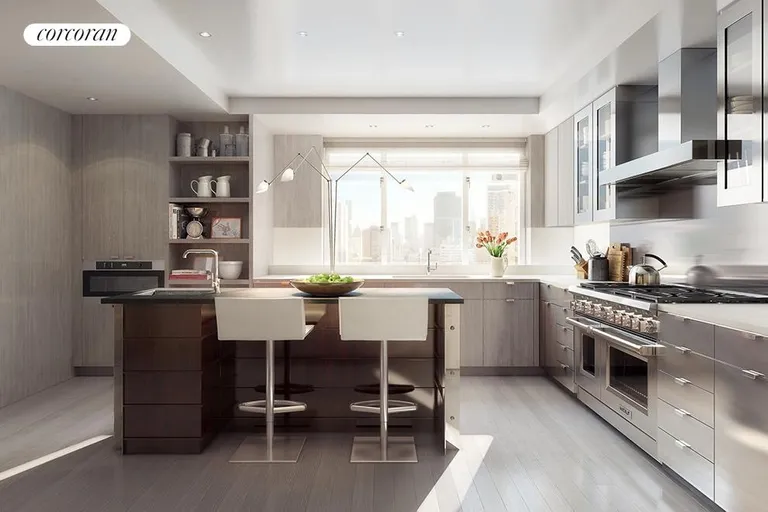 New York City Real Estate | View 200 East 66th Street, PH E2101 | Windowed kitchen featuring double appliances. | View 3
