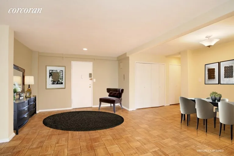 New York City Real Estate | View 241 East 76th Street, 6D | Foyer & Dining Area - is virtually staged | View 2