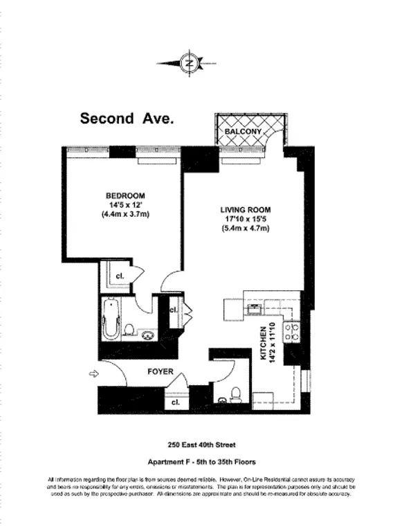 250 East 40th Street, 9F | floorplan | View 6