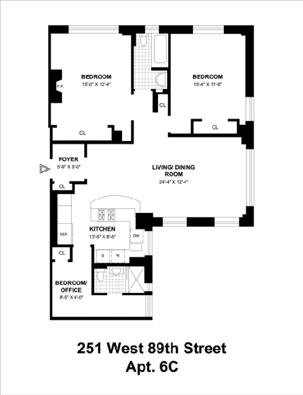 251 West 89th Street, 6C | floorplan | View 6