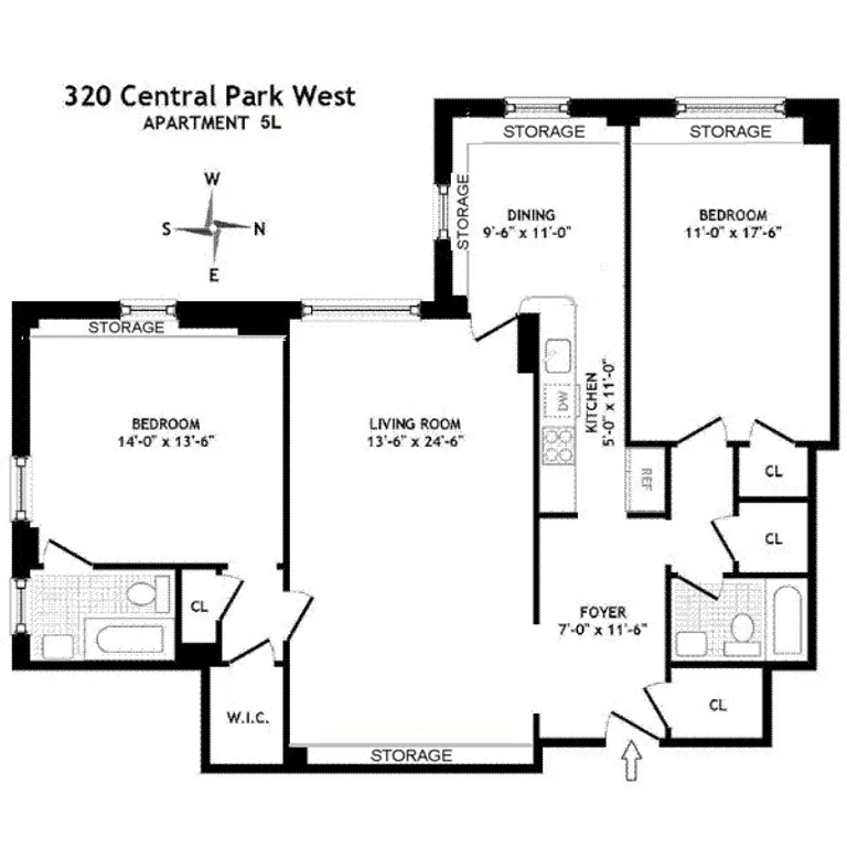 320 Central Park West, 5L | floorplan | View 5