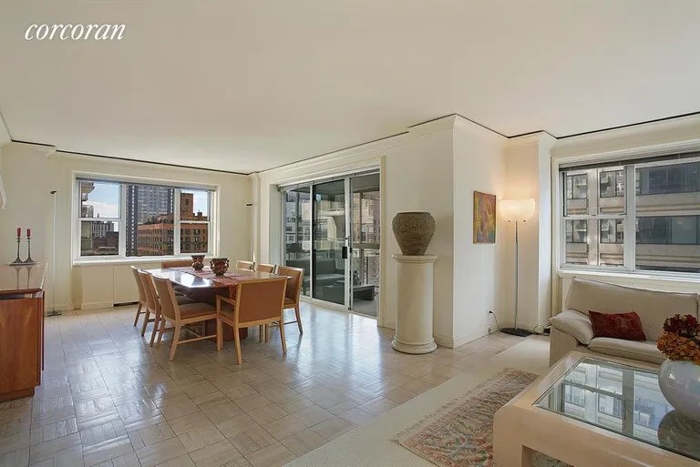 New York City Real Estate | View 150 East 69th Street, 16B | Flowing Living /Dining Room, easy entertaining.. | View 2