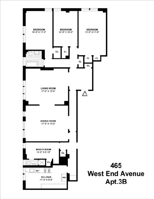 465 West End Avenue, 3B | floorplan | View 3