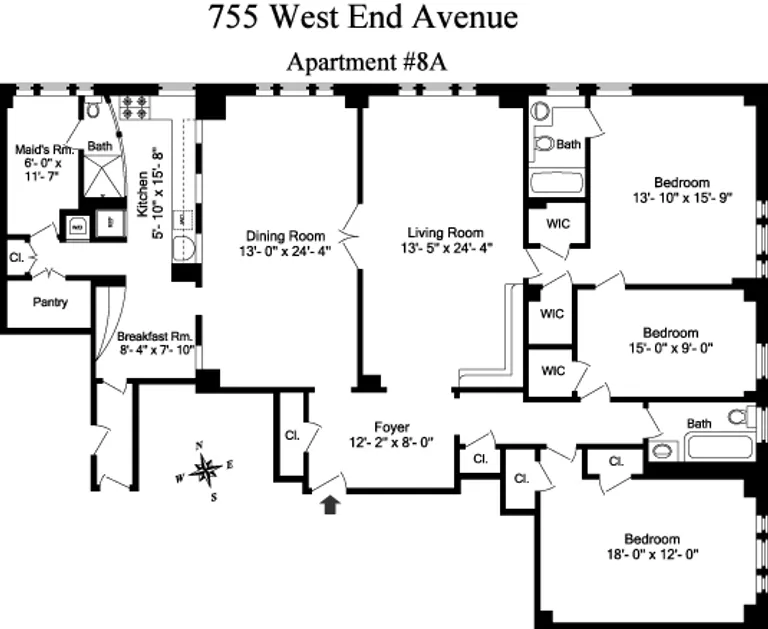 755 West End Avenue, 8A | floorplan | View 6