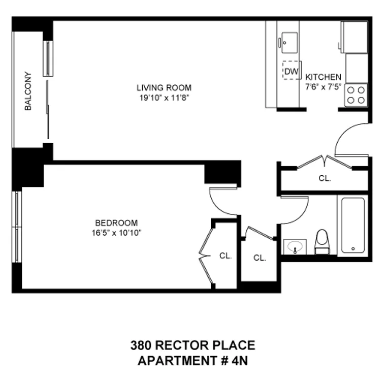 380 Rector Place, 4N | floorplan | View 9
