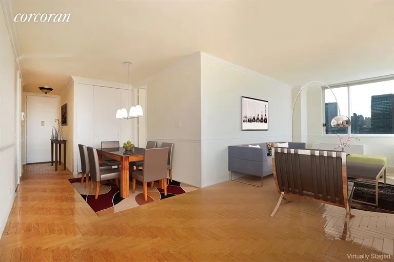 New York City Real Estate | View 350 West 50th Street, 21E | Living Room / Dining Room | View 2