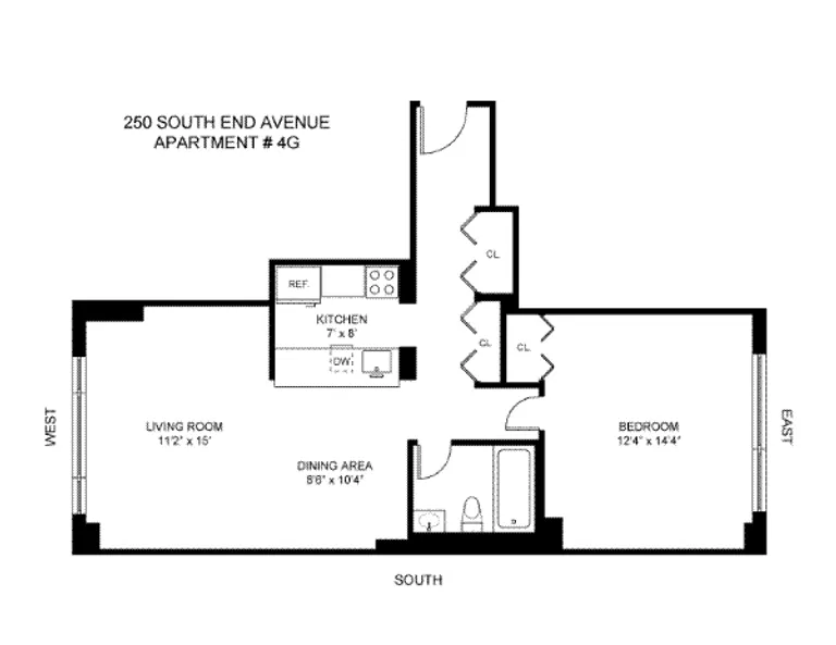 250 South End Avenue, 4G | floorplan | View 5