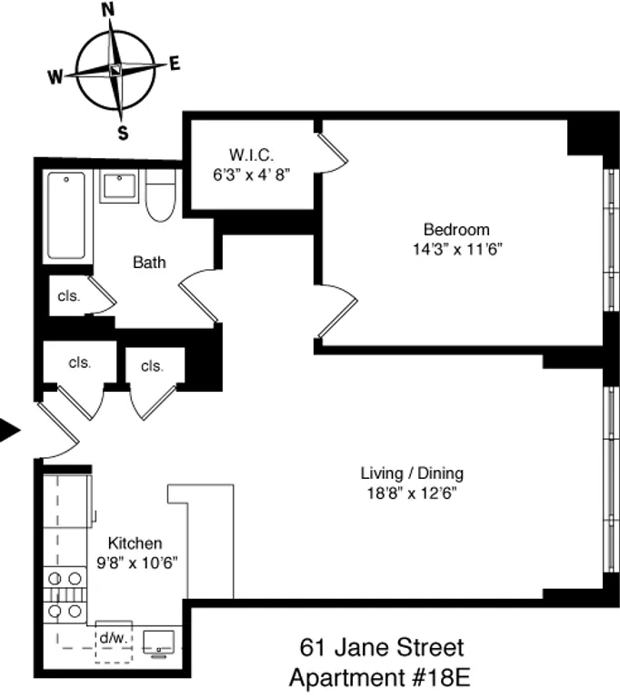 61 Jane Street, 18E | floorplan | View 7