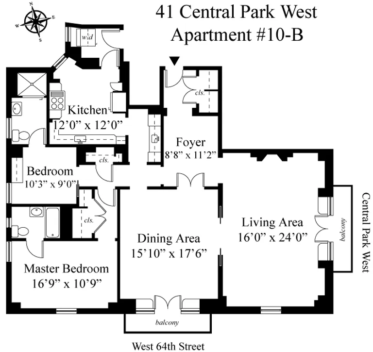 41 Central Park West, 10B | floorplan | View 14