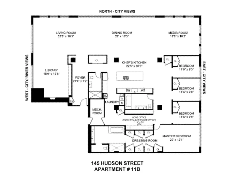 145 Hudson Street, 11B | floorplan | View 9