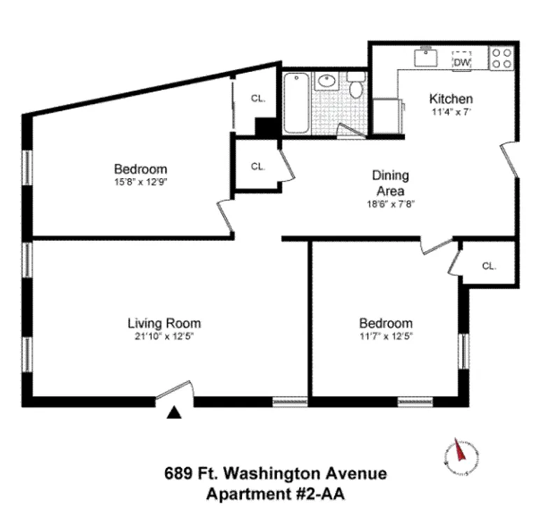 689 Fort Washington Avenue, 2AA | floorplan | View 6