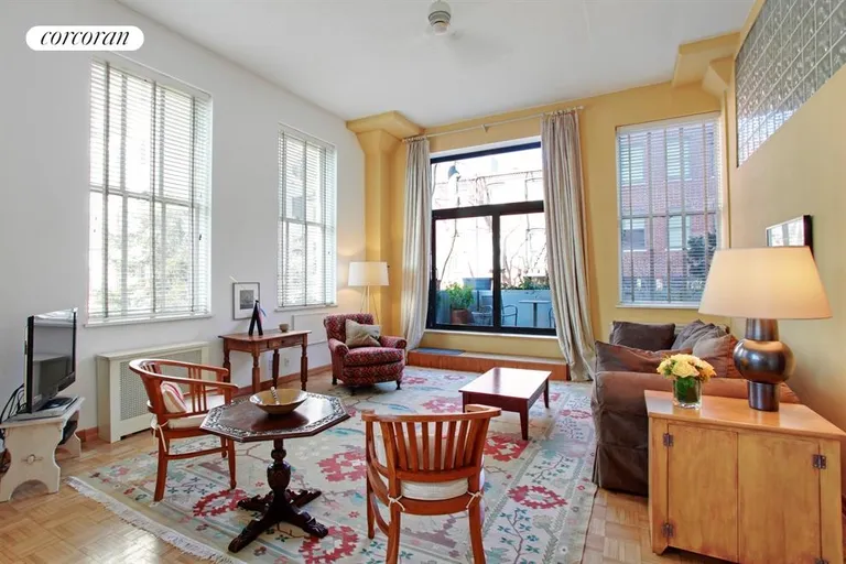 New York City Real Estate | View 423 Atlantic Avenue, 2AB | Living Room w /Terrace access | View 2