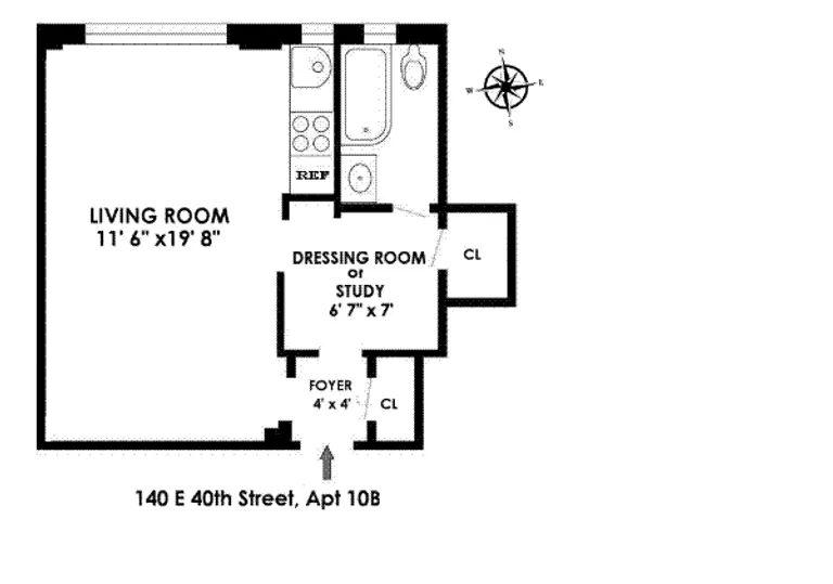 140 East 40th Street, 10B | floorplan | View 10