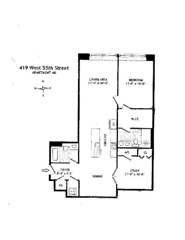 419 West 55th Street, 4D | floorplan | View 5