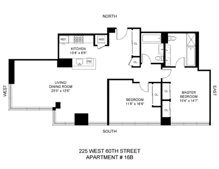 225 West 60th Street, 16B | floorplan | View 5