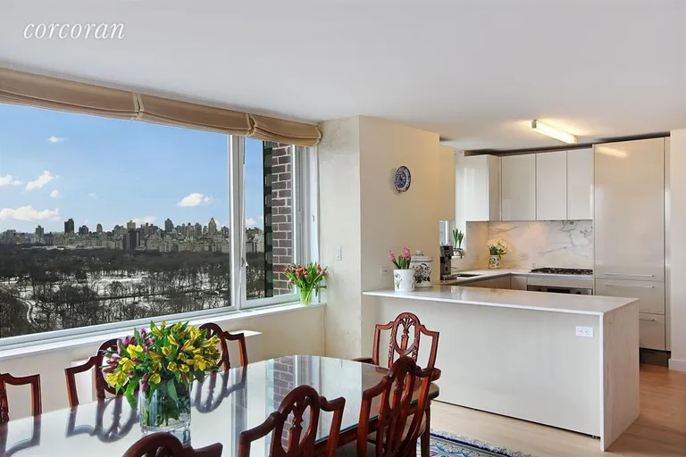 New York City Real Estate | View 322 West 57th Street, 38H3 | Kitchen / Dining Area Facing Central Park | View 2