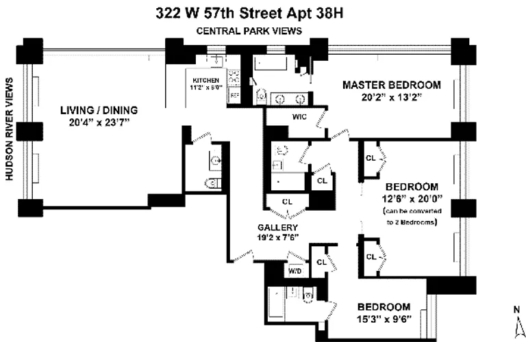 322 West 57th Street, 38H3 | floorplan | View 11