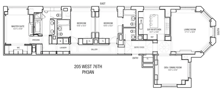 205 West 76th Street, PH3AN | floorplan | View 15
