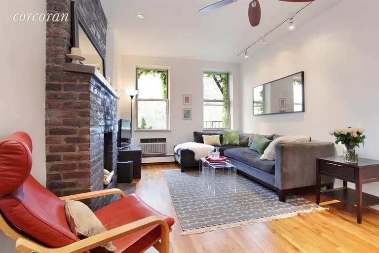 New York City Real Estate | View 288 5th Avenue, 3R | Sweet living room w wood burning fireplace | View 3