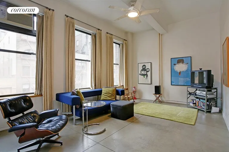 New York City Real Estate | View 46 Great Jones Street, 3-4 | 2nd floor living room, facing South | View 4