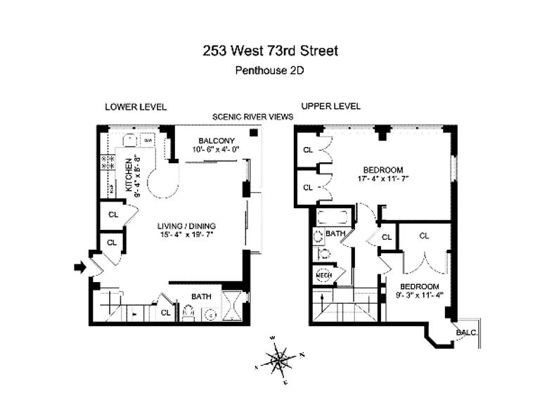 253 West 73rd Street, PH2D | floorplan | View 5