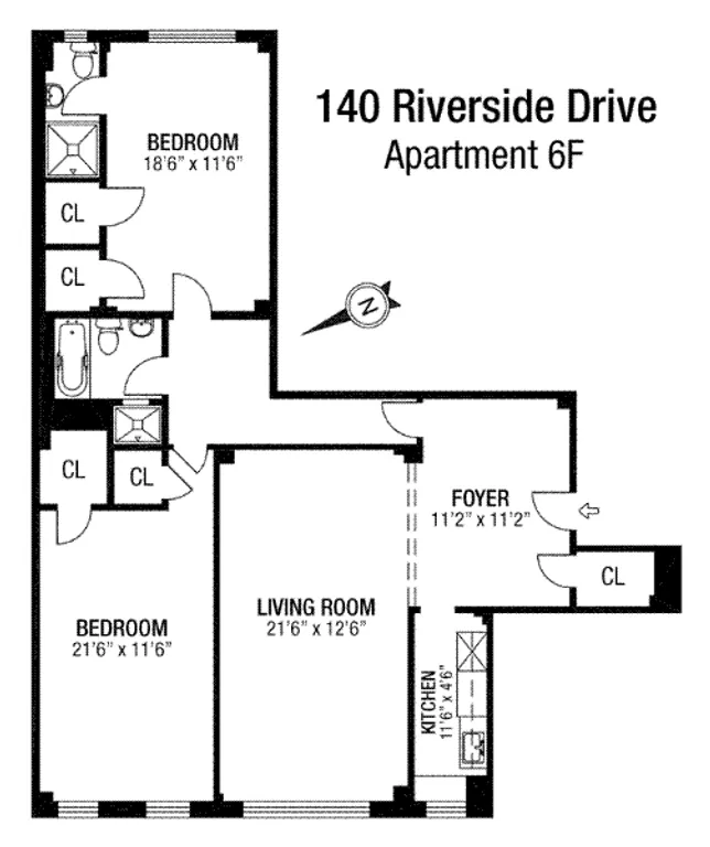 140 Riverside Drive, 6F | floorplan | View 7