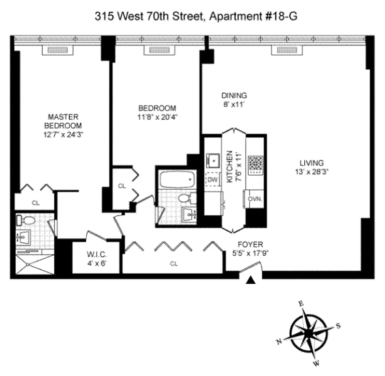 315 West 70th Street, 18G | floorplan | View 5
