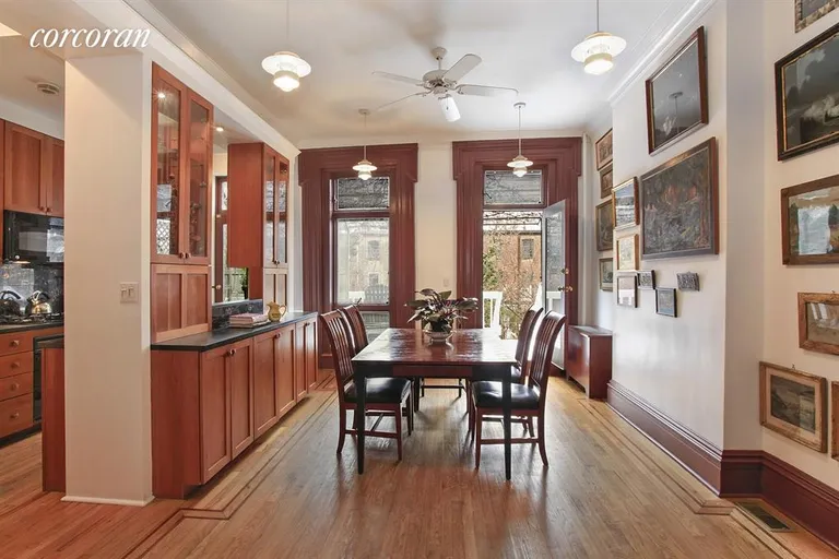 New York City Real Estate | View 230 Bergen Street | Dining room & door to south facing deck and garden | View 2