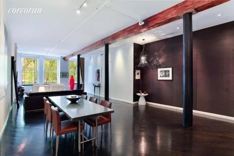New York City Real Estate | View 168 Duane Street, 2FL | Massive exposed wood beams and columns | View 2