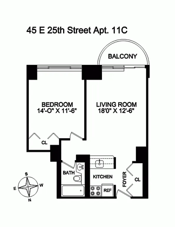 45 East 25th Street, 11C | floorplan | View 9