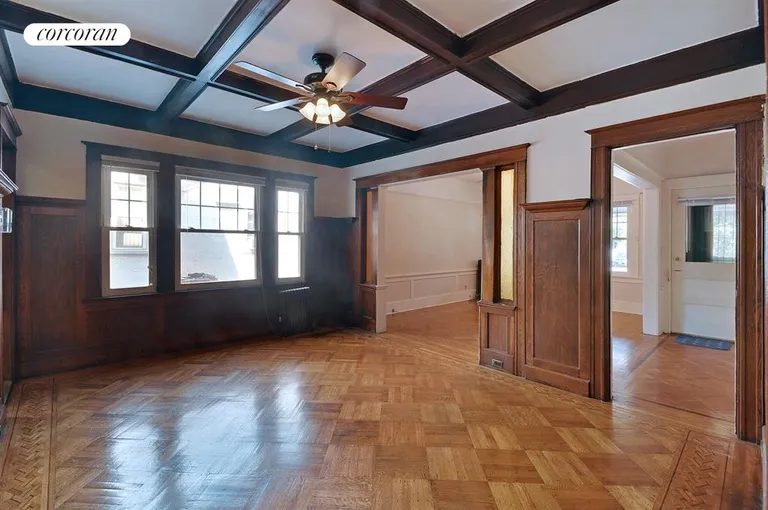 New York City Real Estate | View 2708 Bedford Avenue | Dramatic woodworkings in formal dining room. | View 3