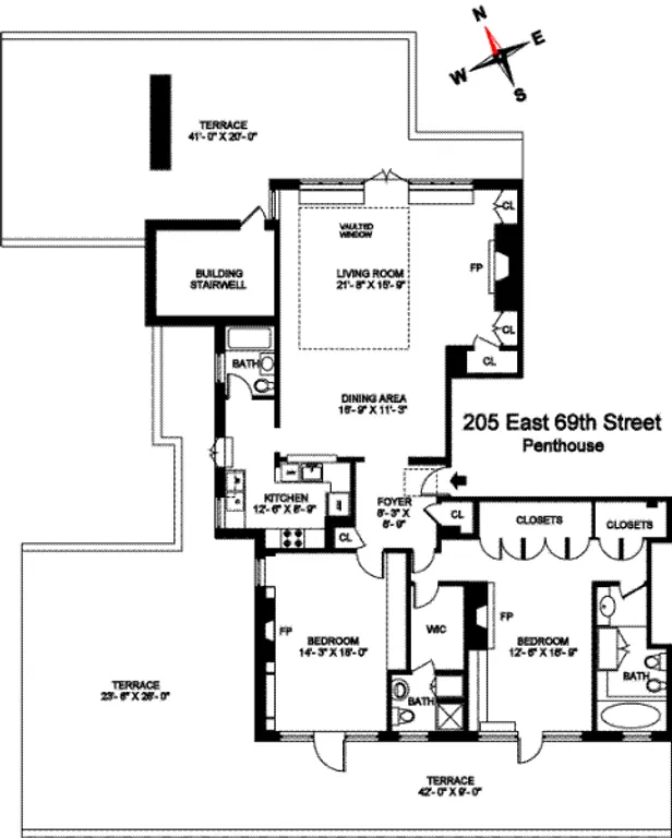 205 East 69th Street, PHA | floorplan | View 15