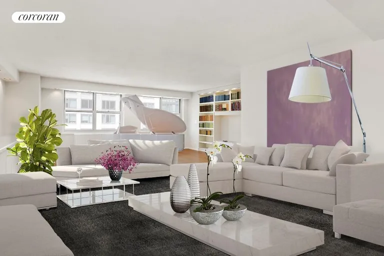 New York City Real Estate | View 200 East 24th Street, 1503-1510 | Virtually Staged Living Room | View 4