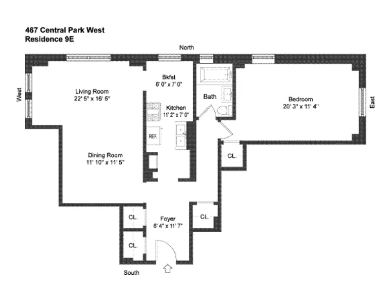 467 Central Park West, 9E | floorplan | View 7