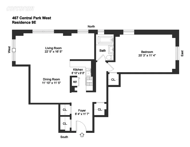 New York City Real Estate | View 467 Central Park West, 9E | Alternate Floorplan | View 6