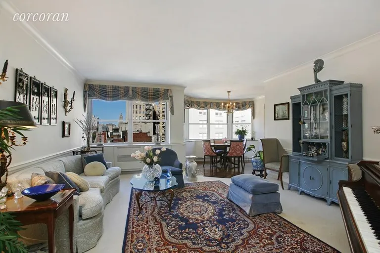 New York City Real Estate | View 35 East 75th Street, 10D | Living Room into Dining Area | View 2