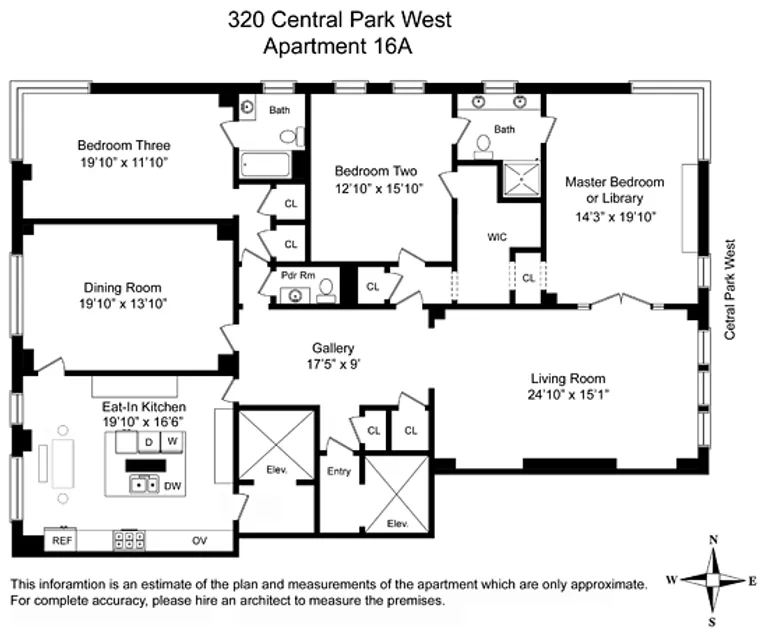320 Central Park West, 16A | floorplan | View 9